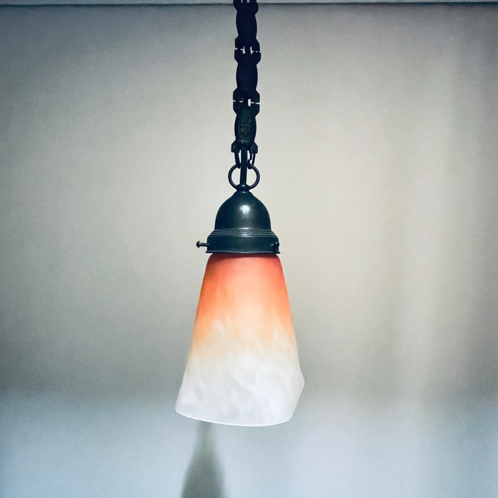 Muller Freres Luneville pate de verre art nouveau hanglamp, Antiek en Kunst, Antiek | Lampen, Ophalen of Verzenden