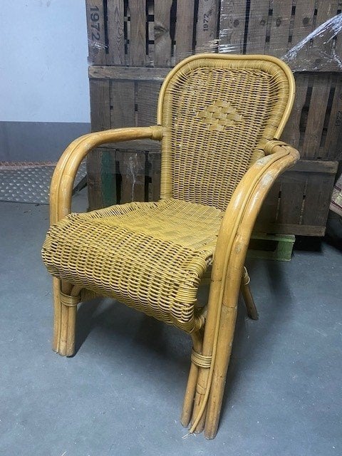 Stoel Rotan, Ophalen, Gebruikt, Bruin, Riet of Rotan
