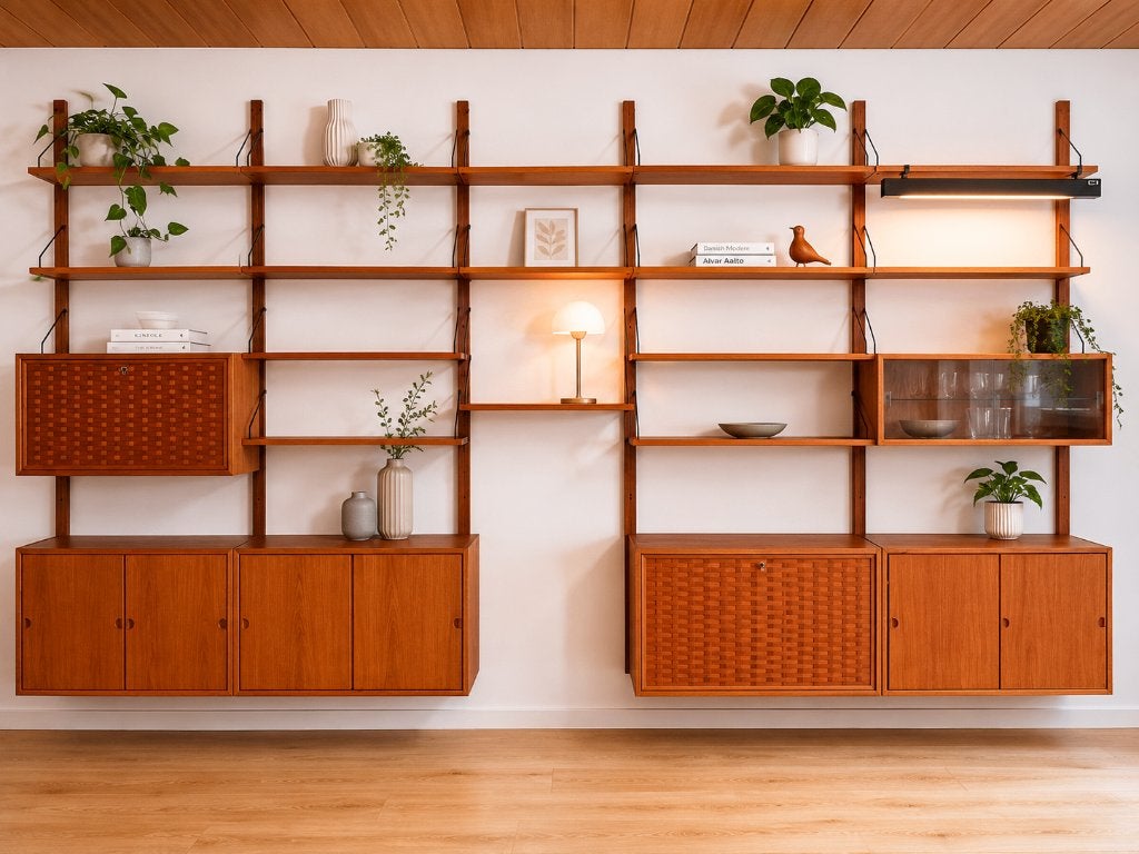 Cadovius Wandsysteem in Teak – Mid Century Modern – Jaren 60, Gebruikt, Teakhout, 300 cm of meer, 25 tot 50 cm