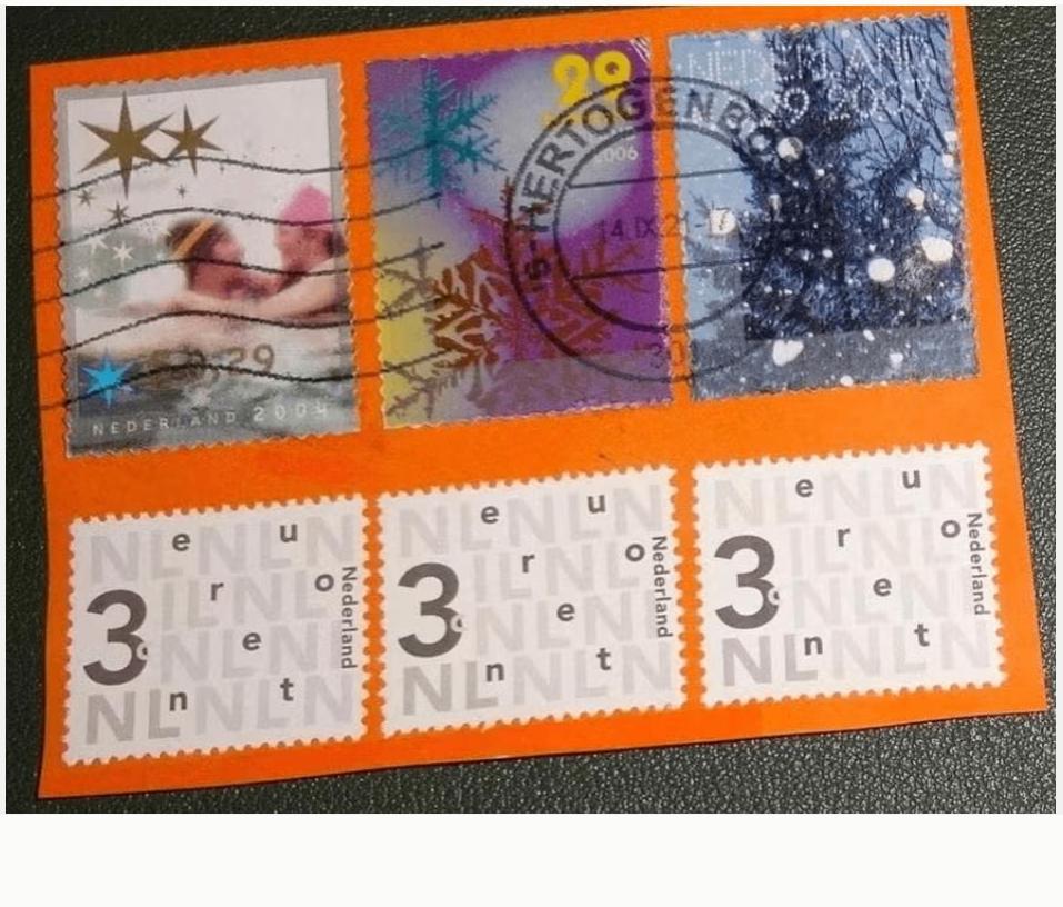 3 x Bijplakzegel 3 en 3 x Decemberzegels, Verzenden, Na 1940, Gestempeld