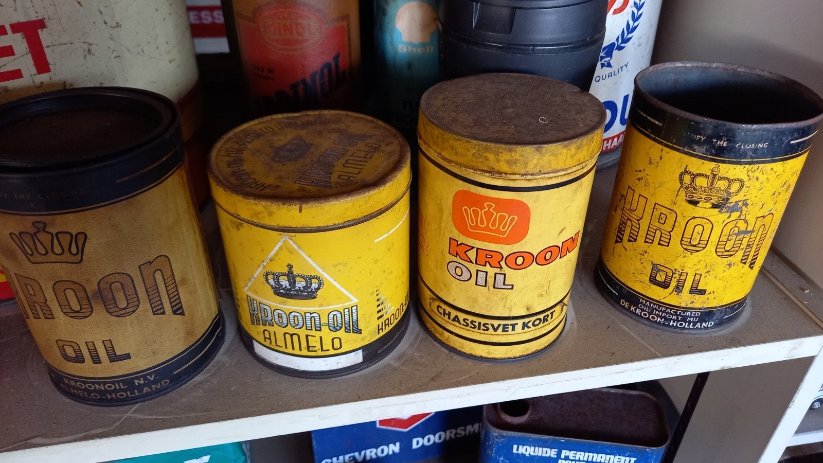 4 Vintage Kroon Oil Blikken - Decoratief en Uniek, Ophalen of Verzenden, Gebruikt, Overige, Overige merken