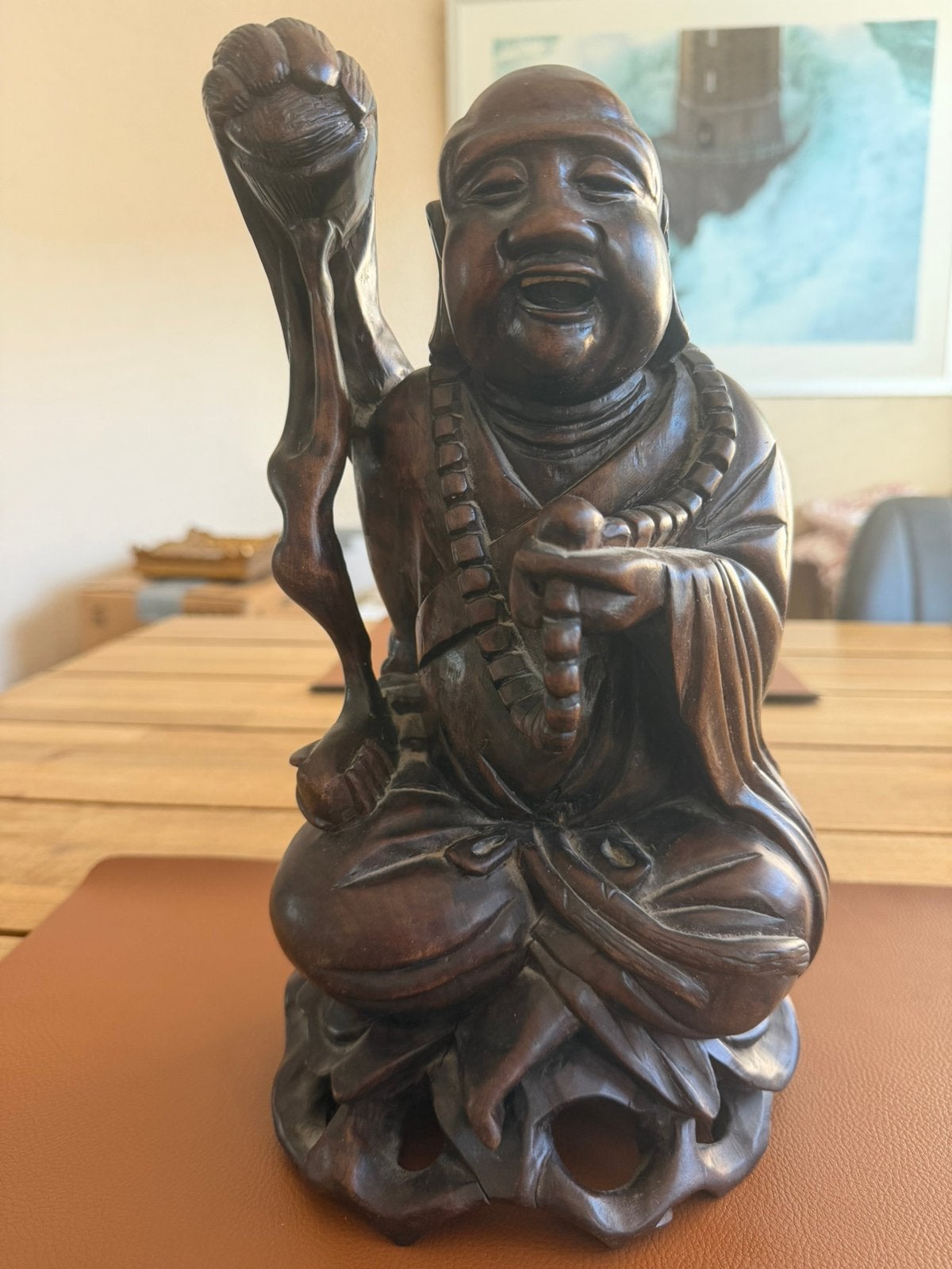 Mooi houten Beeld, Gebruikt, 32 cm, Ophalen of Verzenden, Handgemaakt