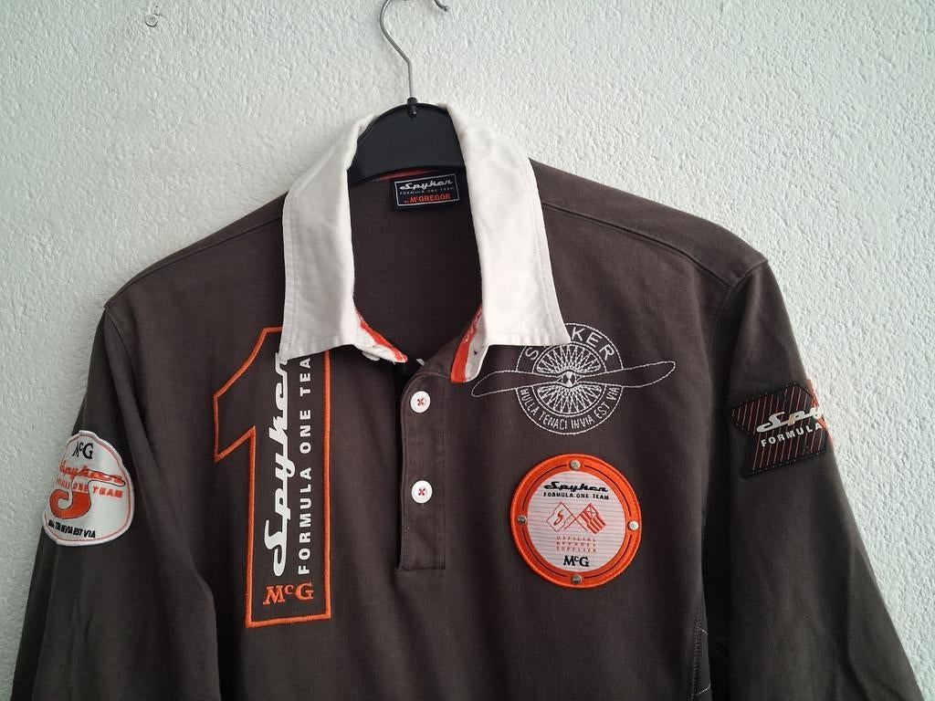 Spyker F1 Team Polo Shirt Maat L, Maat 52/54 (L), Bruin, Spyker, Ophalen of Verzenden