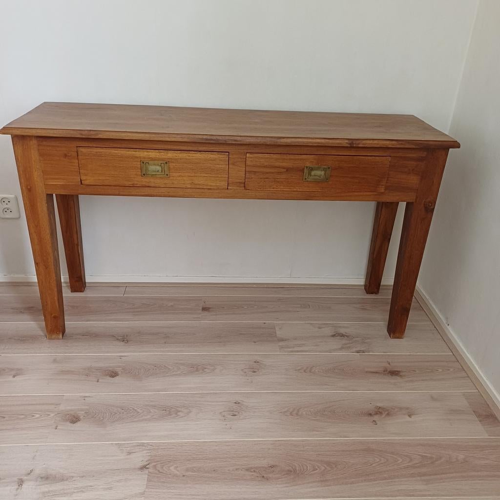 Teakhouten sidetable met lades - 135x40x75 cm, Ophalen of Verzenden