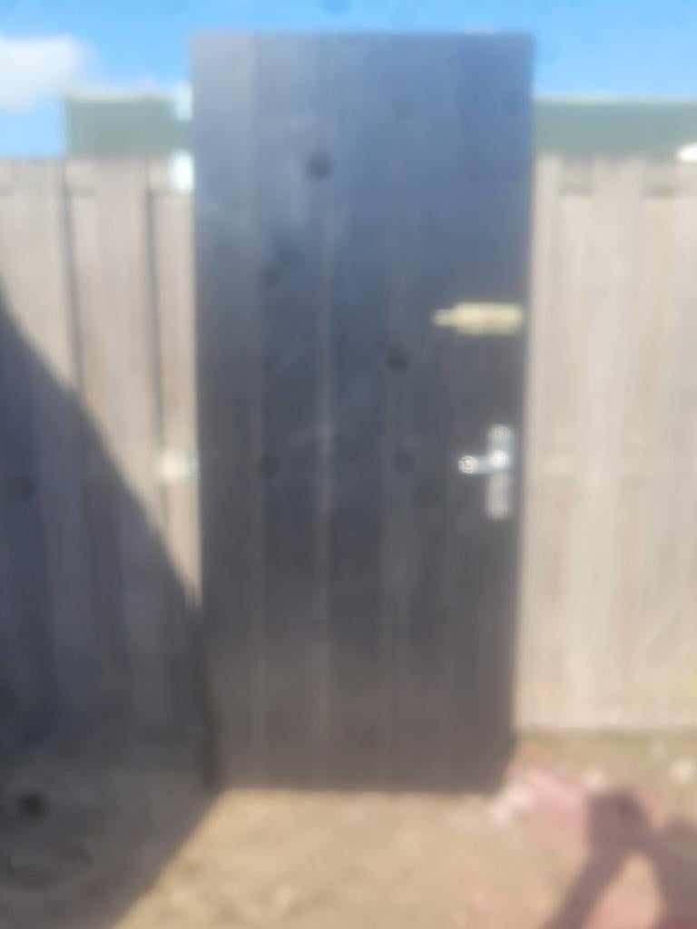 Massieve deur 92.5 x 2.20 - Zwart, Gebruikt, 215 cm of meer, Buitendeur, Hout