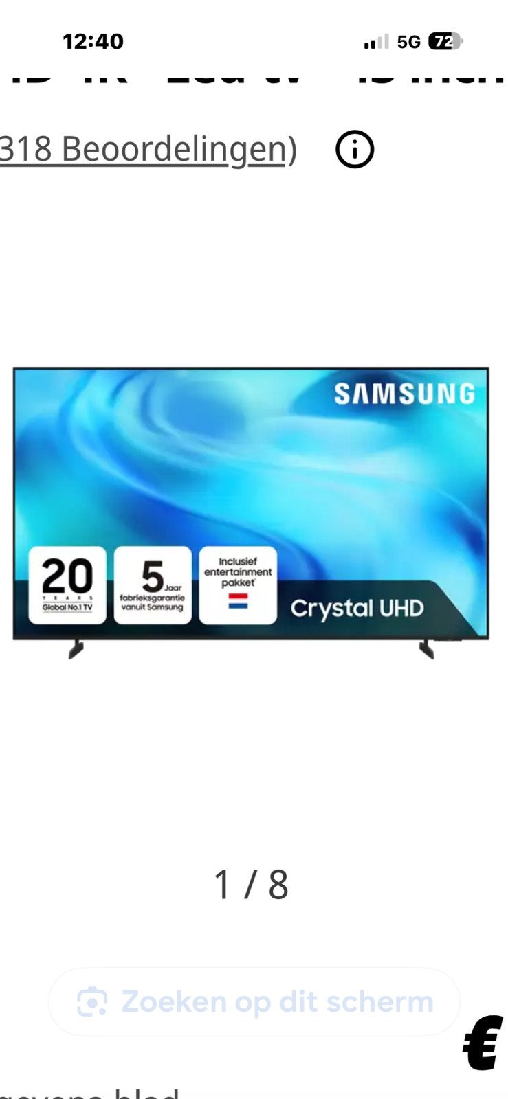 NIEUW Samsung UE43U8000HCrystal UHD  4K LED Smart TV 43 inch, Audio, Tv en Foto, Televisies, LED, 50 Hz, Ophalen of Verzenden