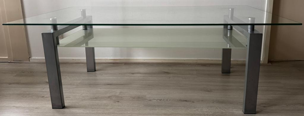 Glazen salontafel, Ophalen, 100 tot 150 cm, 50 tot 100 cm, Zo goed als nieuw