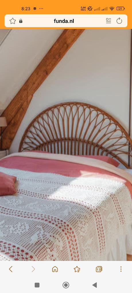 Vintage Rotan hoofdbord bedbord, Huis en Inrichting, Slaapkamer | Bedden, Overige materialen, Ibiza Vintage natuurlijk, Tweepersoons
