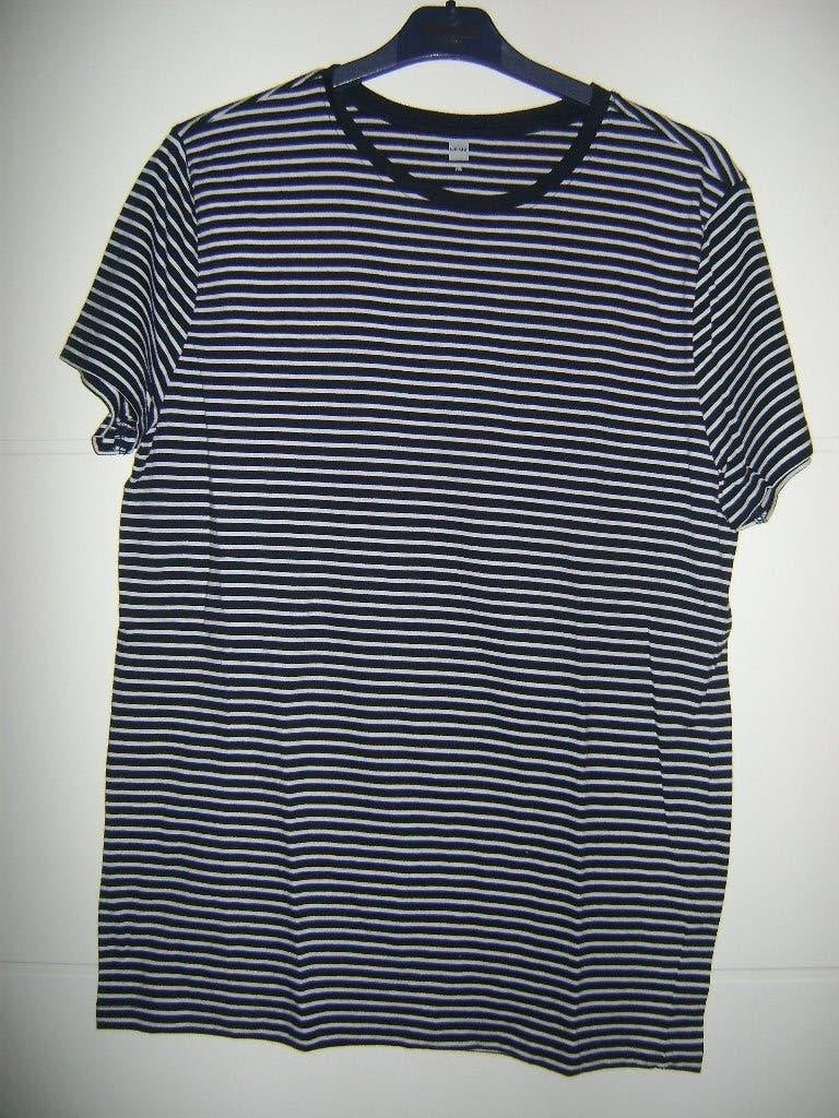 HEMA donkerblauw wit gestreept t-shirt maat M, Kleding | Heren, T-shirts, Ophalen of Verzenden, Zo goed als nieuw, Maat 48/50 (M)