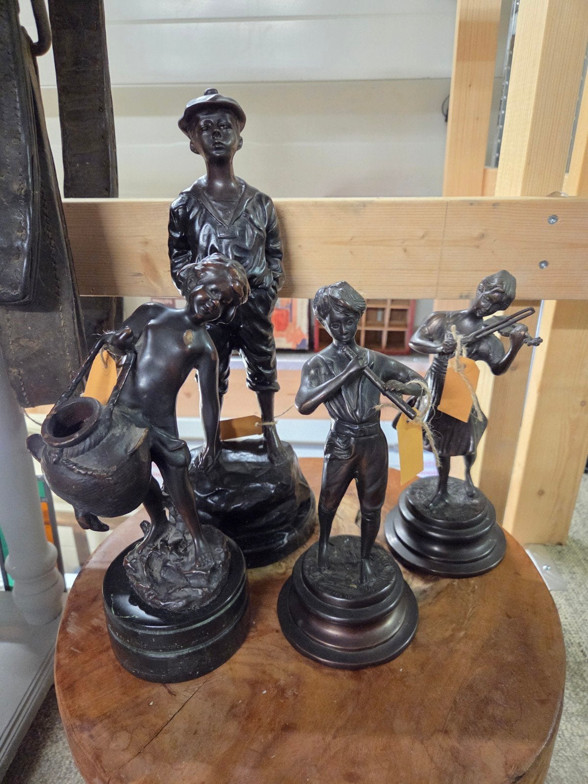 4x brons, bronzen beelden met marmeren voet, Antiek en Kunst, Ophalen