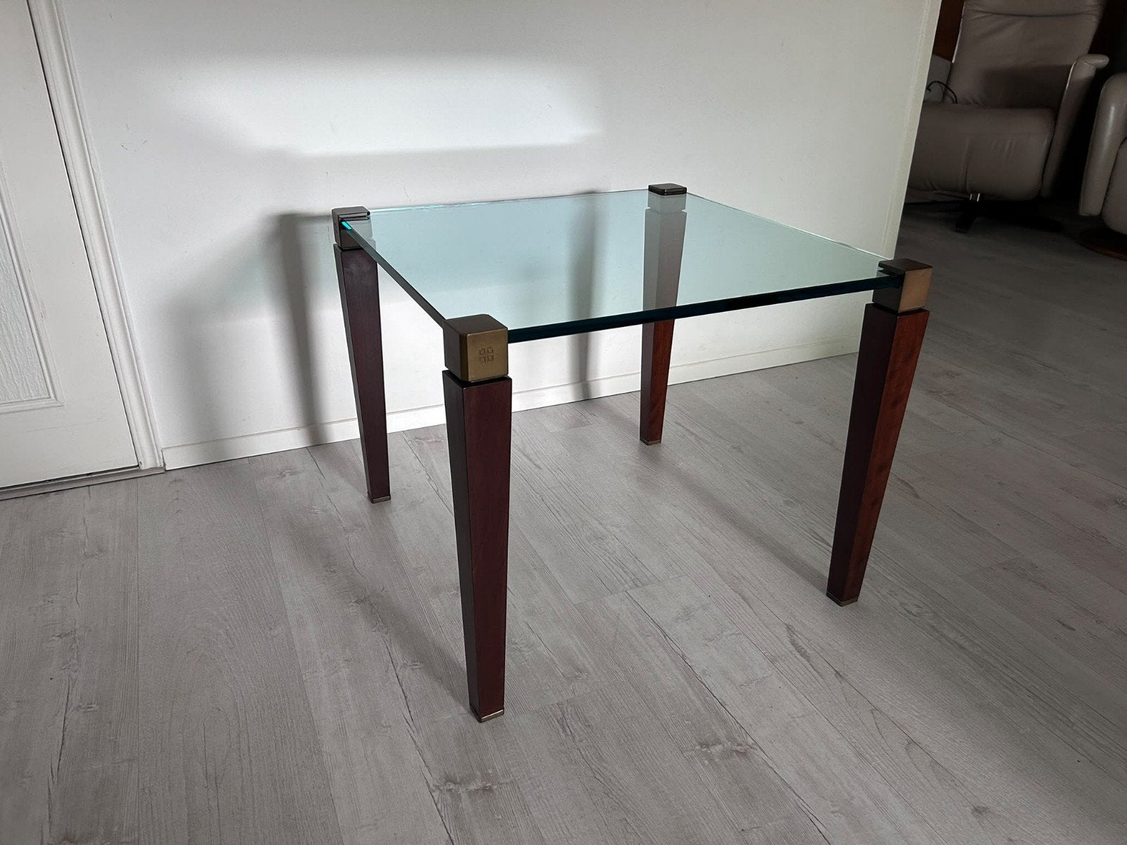 Peter Ghyczy bijzettafel - Glas en Hout, Ophalen, Gebruikt, Vierkant, Vintage, Modern, Design
