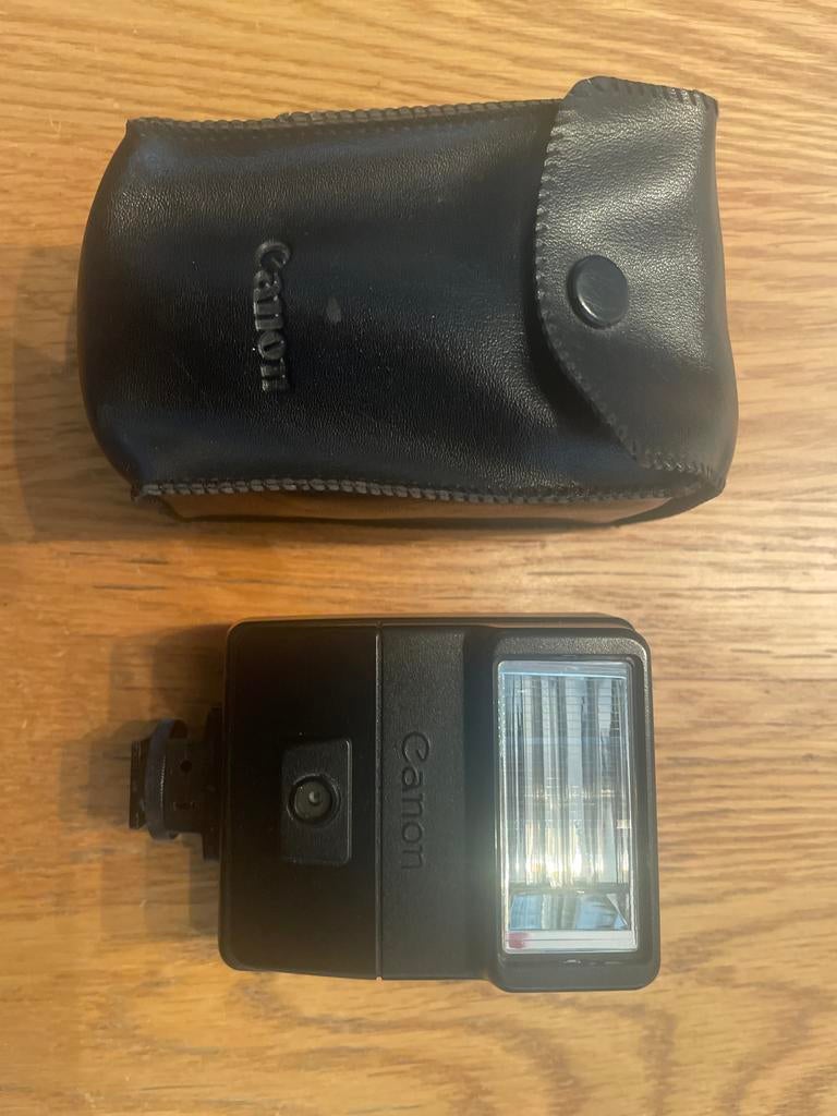 Canon Speedlite 177A flitser met leren hoesje, Ophalen of Verzenden, Gebruikt, Canon