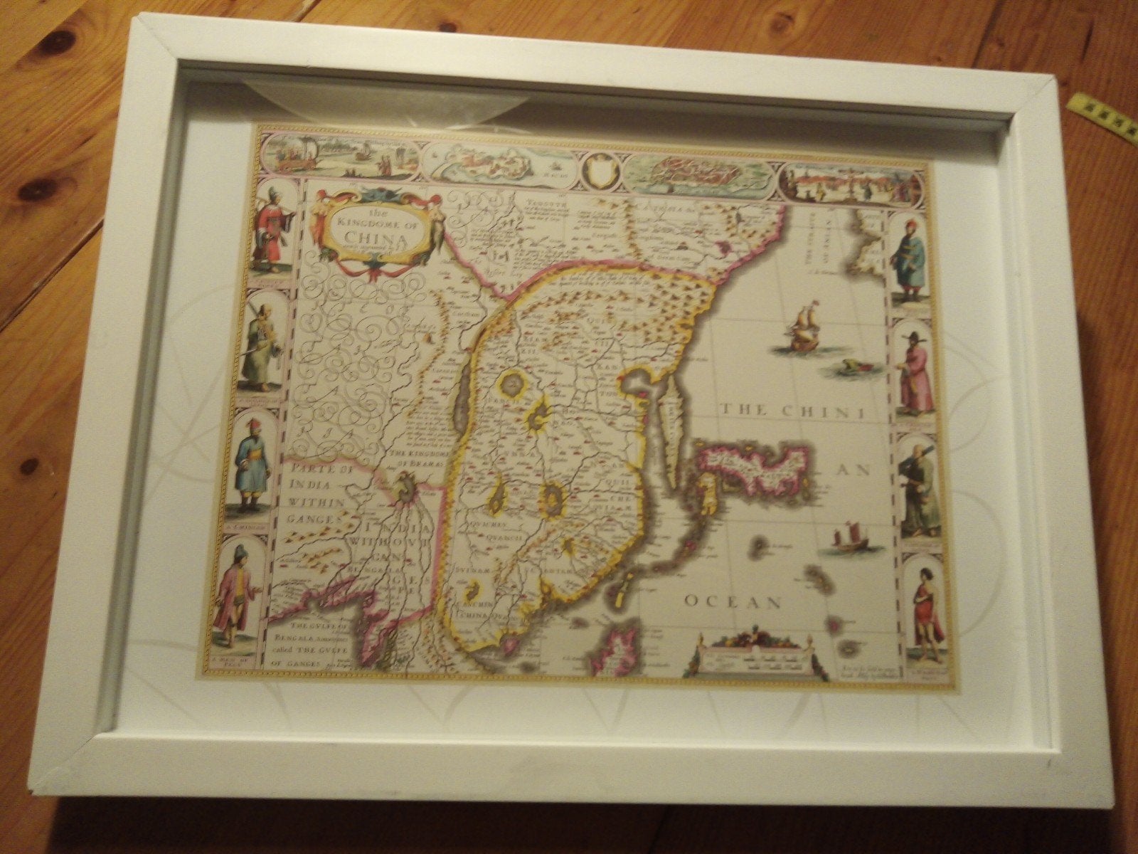 Ingelijste kaart 'The Kingdom of China' - 43x33 cm, Antiek en Kunst, Kunst | Tekeningen en Foto's, Ophalen of Verzenden