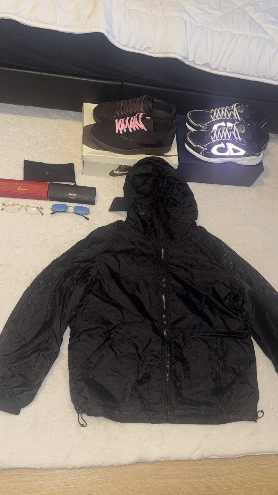 Louis Vuitton Monogram Windbreaker Zwart Maat L, Ophalen, Zo goed als nieuw, Maat 52/54 (L), Zwart