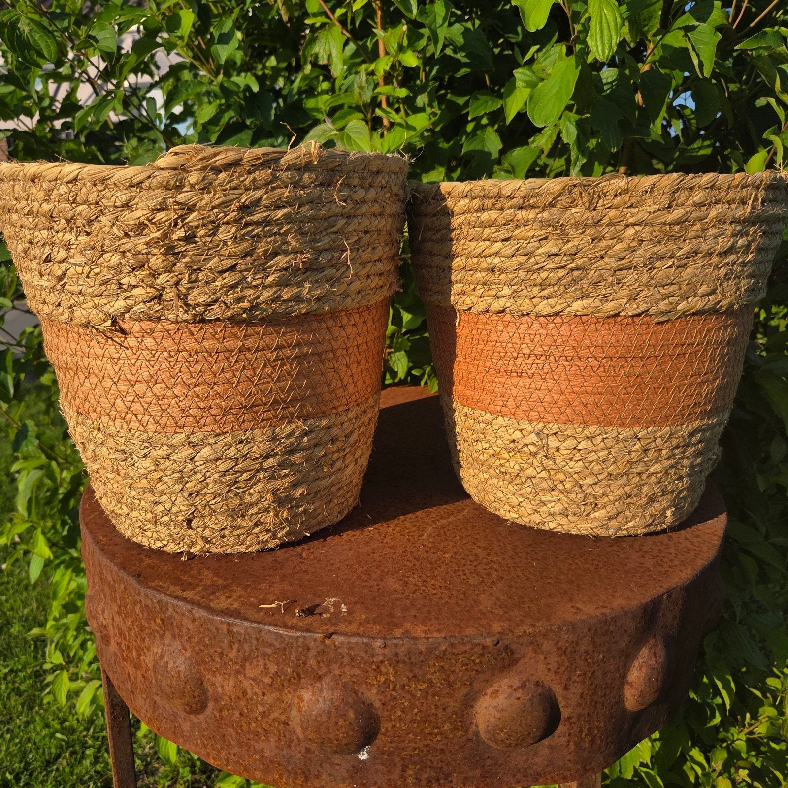 Rotan Plantenmand mand basket bloempot terracotta kleur, Ophalen of Verzenden, Nieuw