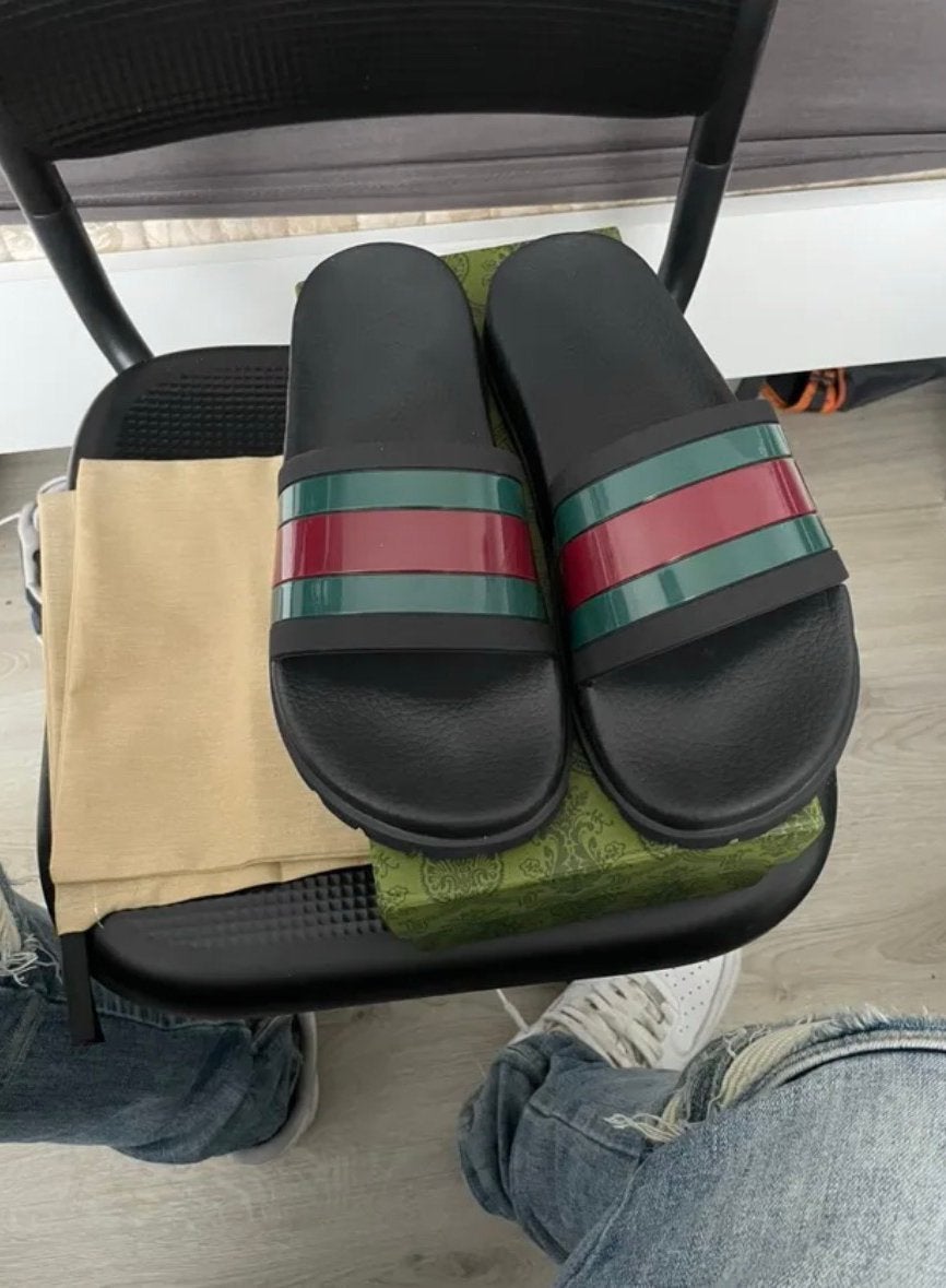 Nieuwe Gucci Web slide slippers, Kleding | Heren, Ophalen of Verzenden, Nieuw, Zwart, Slippers