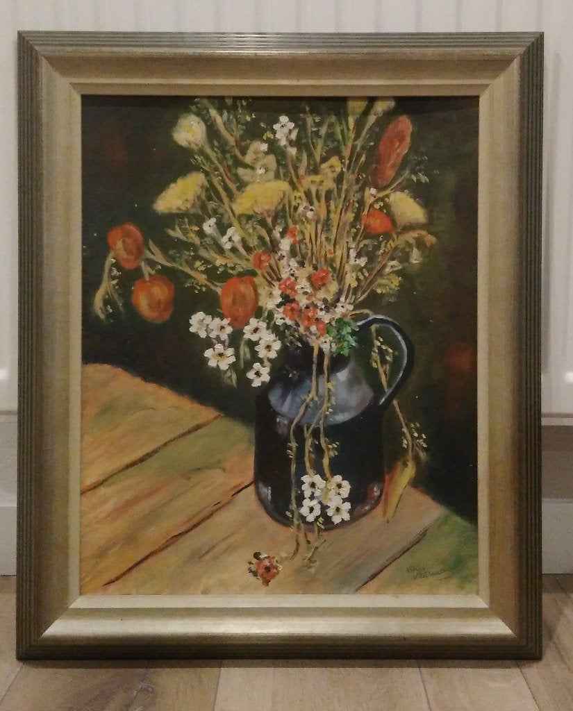 Schilderij Bloemen (Afm. schilderij zonder lijst 50 x 40 cm), Ophalen of Verzenden, Bloemen