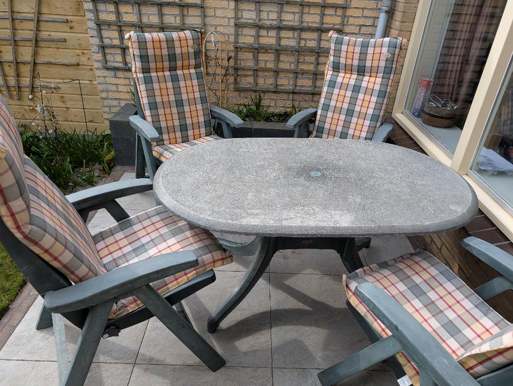 Hartman Tuinset, groen, Tuin en Terras, Tuinsets en Loungesets, Ophalen, 4 zitplaatsen, Kunststof, Gebruikt