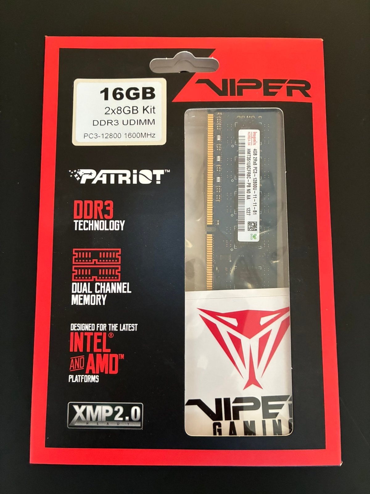 Patriot Viper 16GB DDR3 1600MHz (2x8GB)Dual Channel Geheugen, Computers en Software, RAM geheugen, Nieuw, DDR3, Ophalen of Verzenden