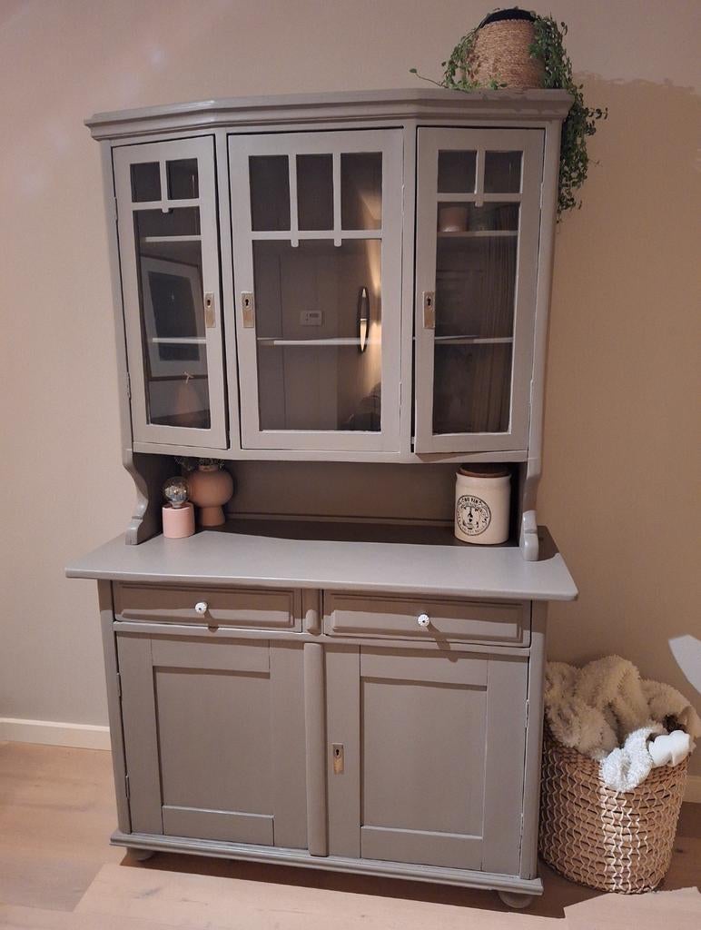 Vintage buffetkast krijtverf - 121x51x193 cm, Huis en Inrichting, Ophalen, Gebruikt, Overige houtsoorten, 50 tot 75 cm