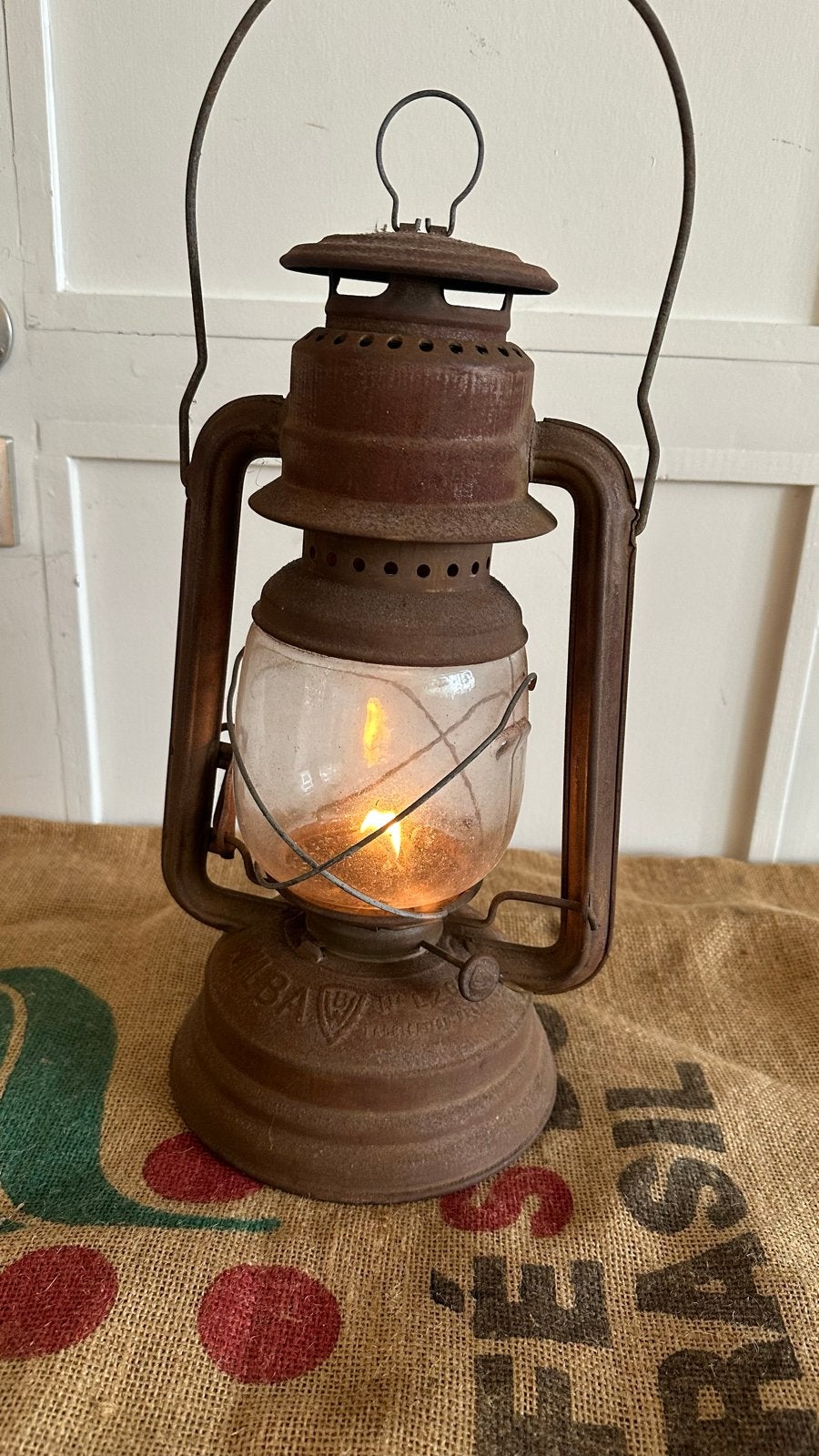Antieke Wilba Stormlantaarn - Rustieke Decoratie, Ophalen of Verzenden