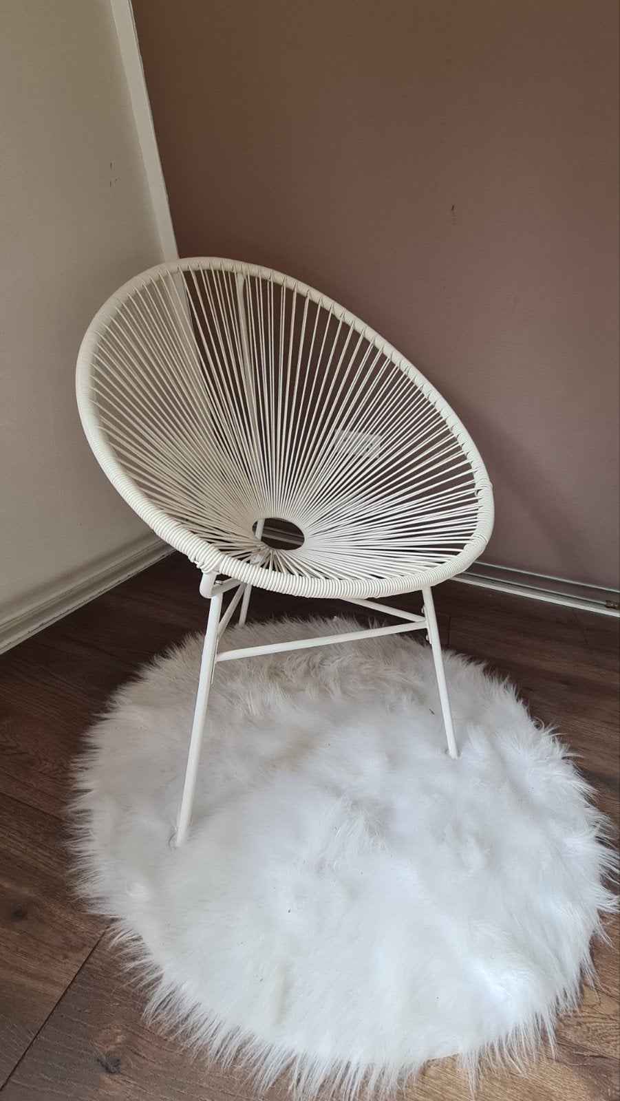Witte draadstoel, Ophalen, Gebruikt, Acapulco, Modern, Bohemian, Wit