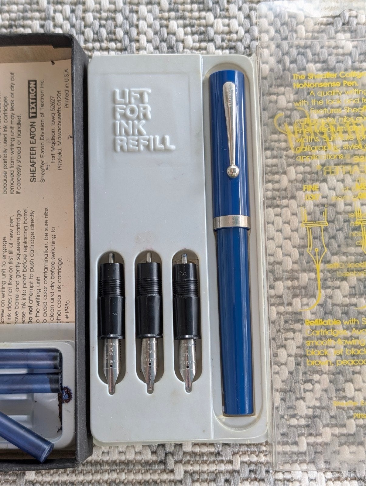 Vintage Sheaffer kalligrafie vulpen met 3 penpunten, Ophalen of Verzenden, Zo goed als nieuw, Vulpen, Overige merken