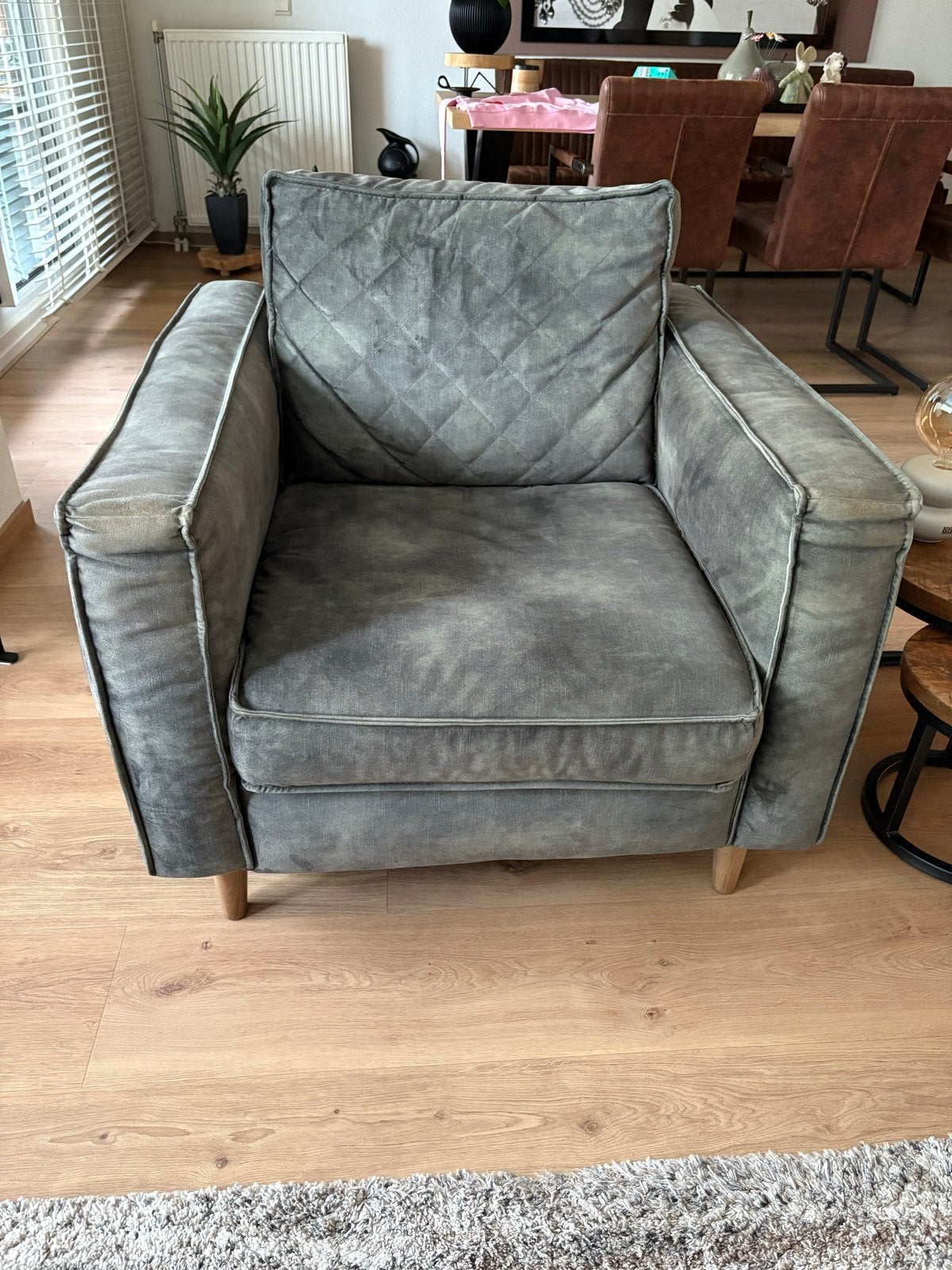 Riviera Maison fauteuil, grijs goen, Huis en Inrichting, Ophalen, Gebruikt, 75 tot 100 cm, 75 tot 100 cm