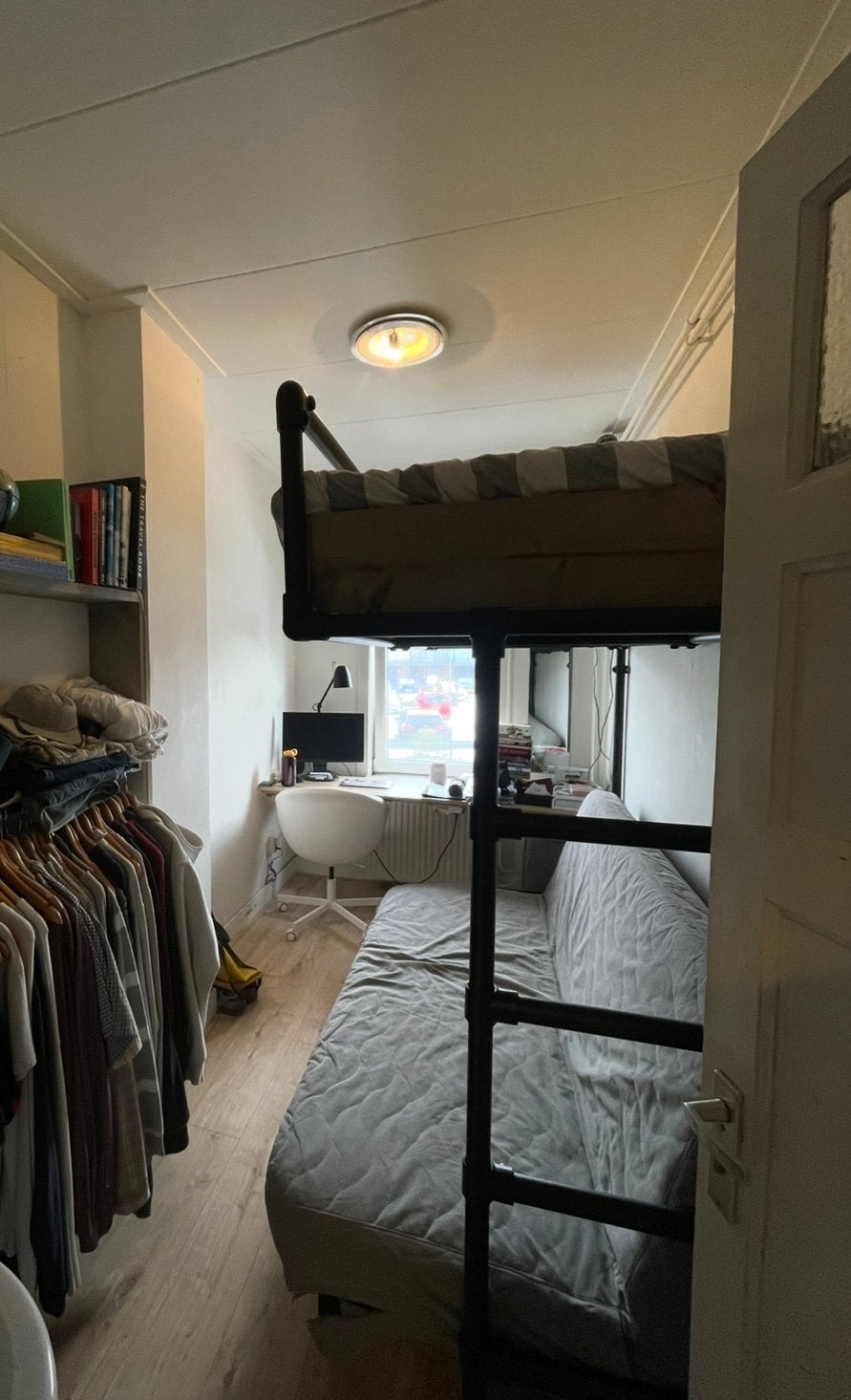 Stevige hoogslaper met ruimte voor bank of bureau, Ophalen, Gebruikt, Eenpersoons, 160 tot 180 cm