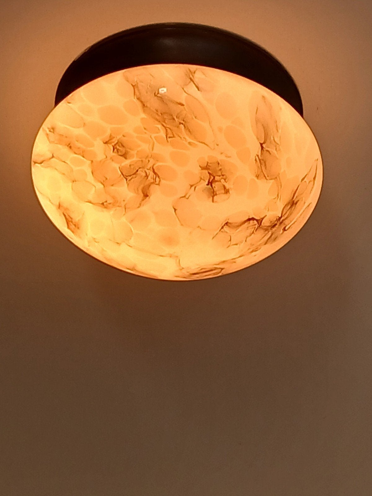 Artdeco plafonnière van gemarmerd glas, Ophalen, Glas