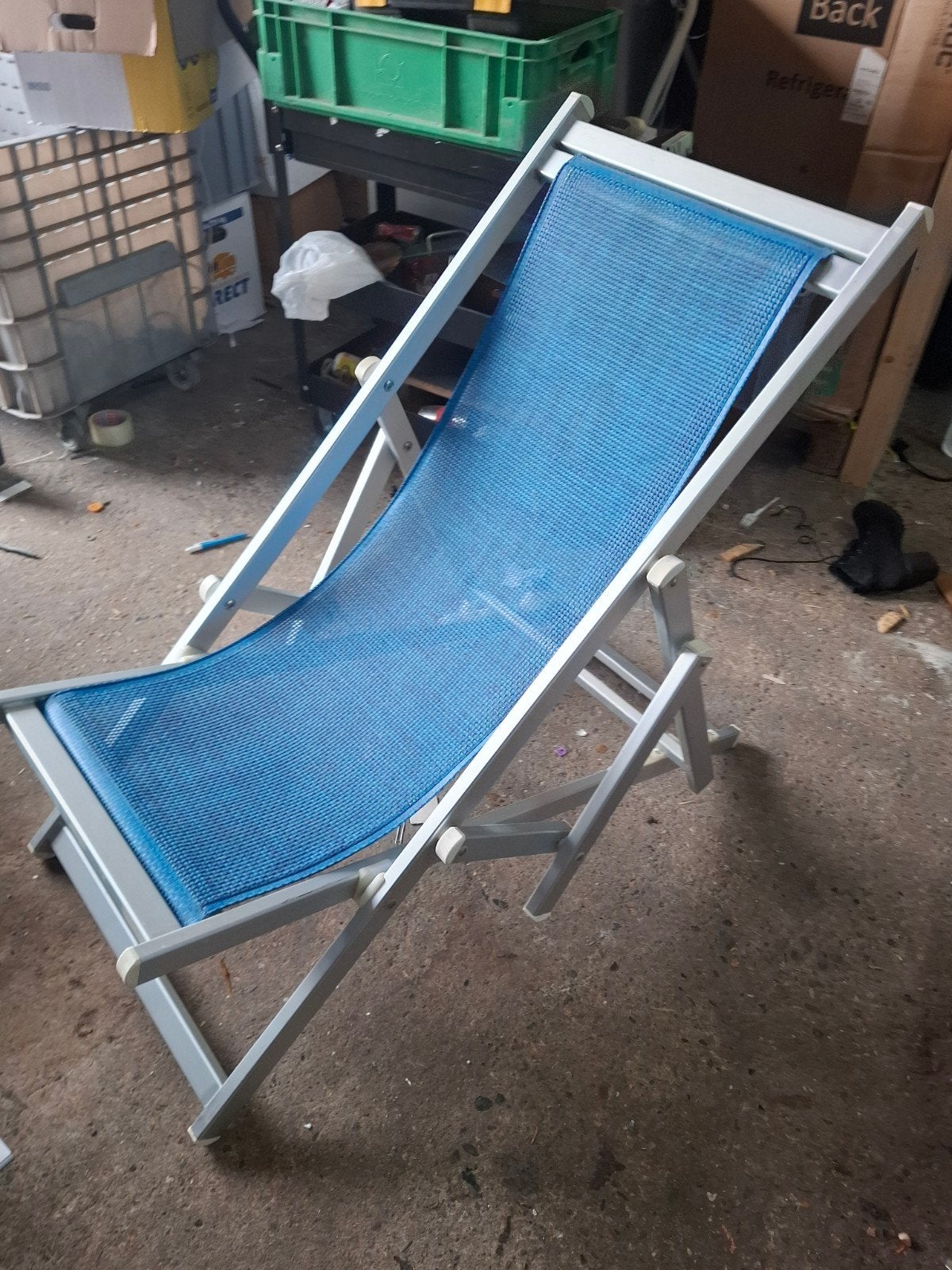 Verstelbare strandstoel / ligstoel - blauw campeerstoel, Ophalen, Gebruikt, Onbekend, Onbekend