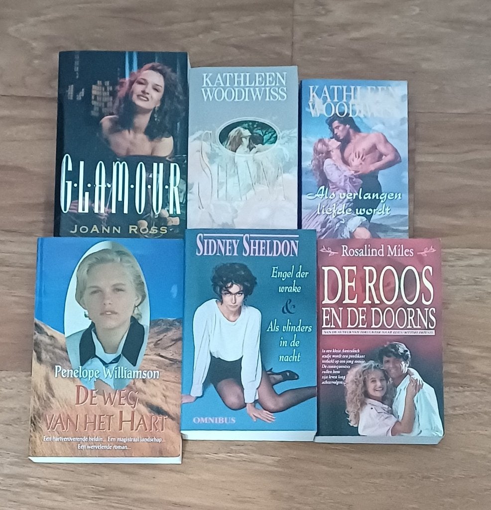 6 liefdesromans | Woodiwiss & Sidney Sheldon | 045, Ophalen of Verzenden, Gelezen, Diverse auteurs, Nederland
