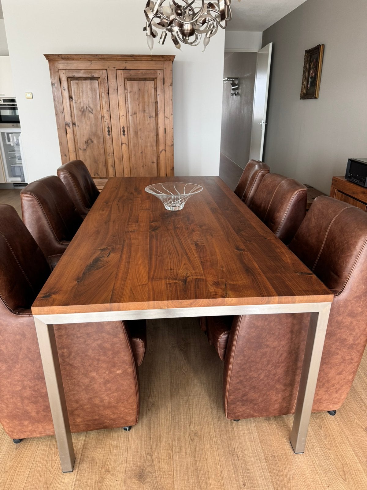 Bert Plantagie Eetkamertafel model Bridge 220x100 Noten hout, Huis en Inrichting, Ophalen, 200 cm of meer, 50 tot 100 cm, Zo goed als nieuw