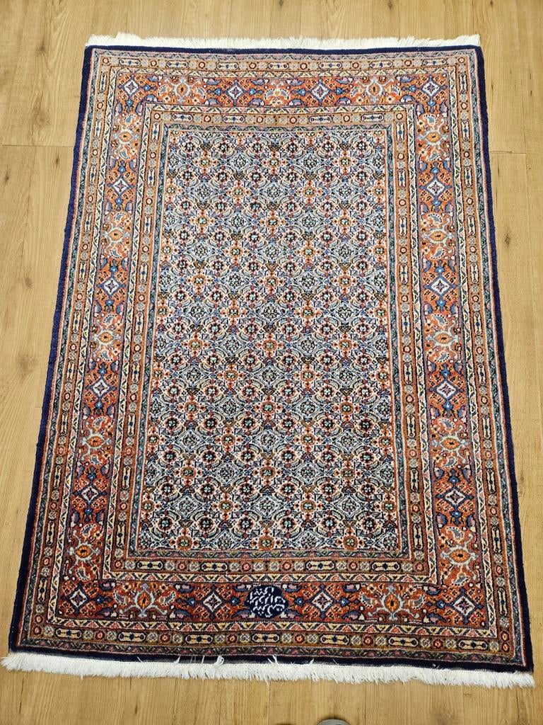Vintage handgeknoopt perzisch tapijt moud 153x108, Info@SlatsAntiek.nl, Tweedehands, 100 tot 150 cm, Perzisch
