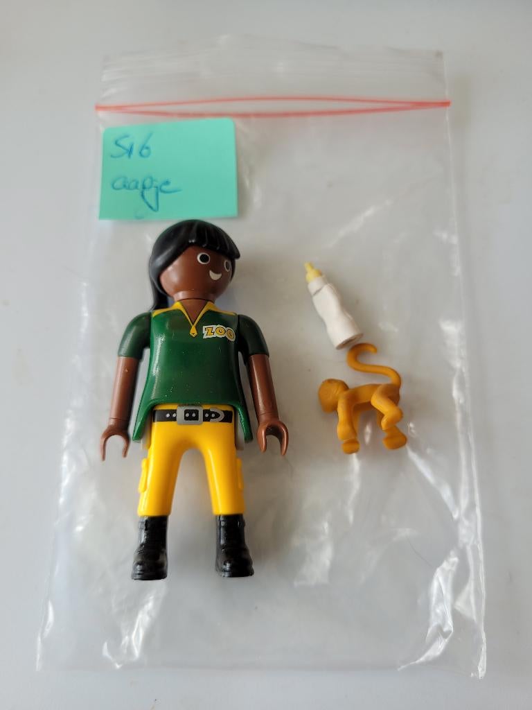 Playmobil s16 Dierenverzorgster met baby aapje, Ophalen of Verzenden, Zo goed als nieuw, Complete set
