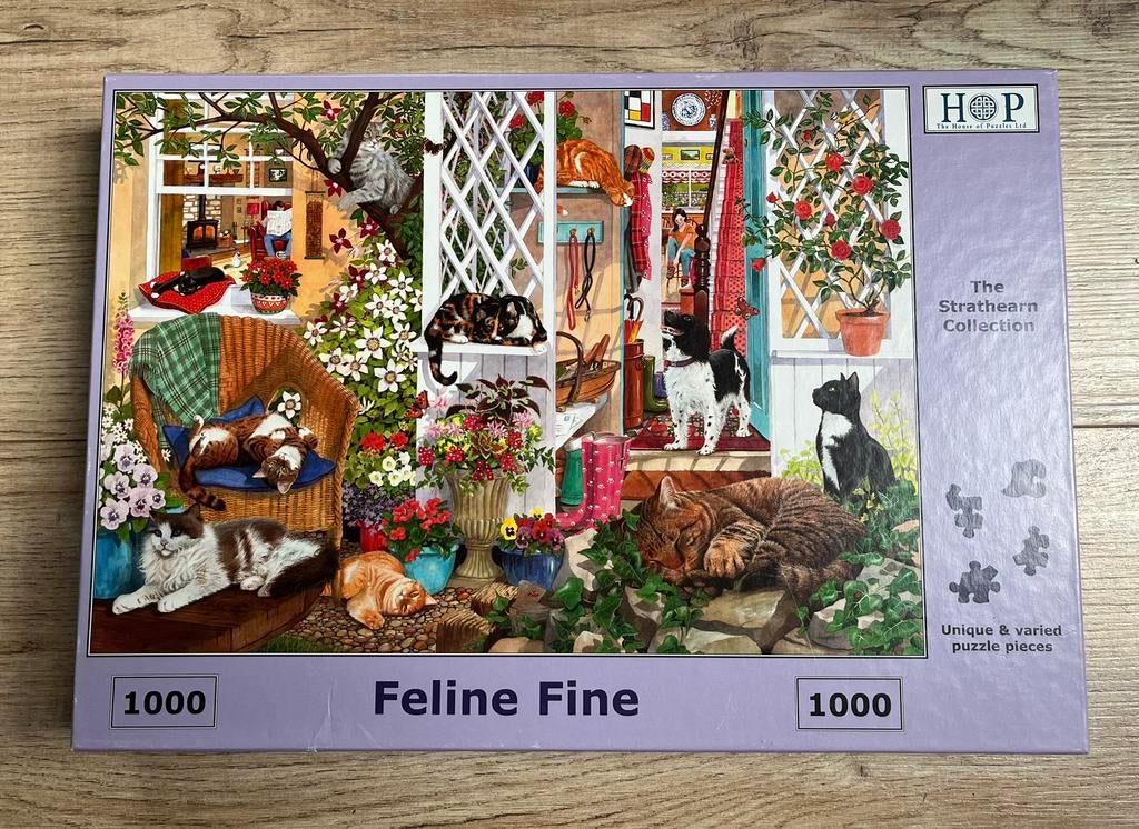House of puzzles/HOP puzzel 1000 stukjes Feline Fine, Ophalen of Verzenden, 500 t/m 1500 stukjes, Zo goed als nieuw