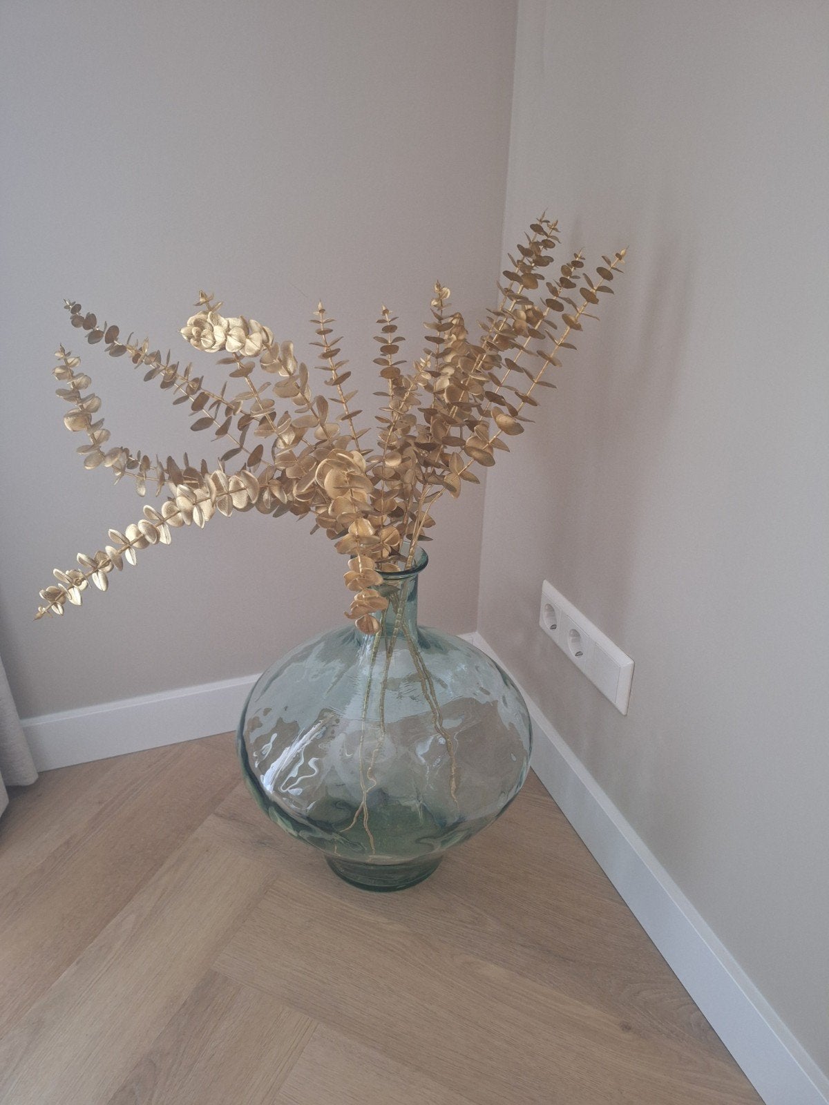 Groene doorzichtige glazen vaas, Huis en Inrichting, Woonaccessoires | Vazen, Ophalen, 48 cm, Groen, Glas