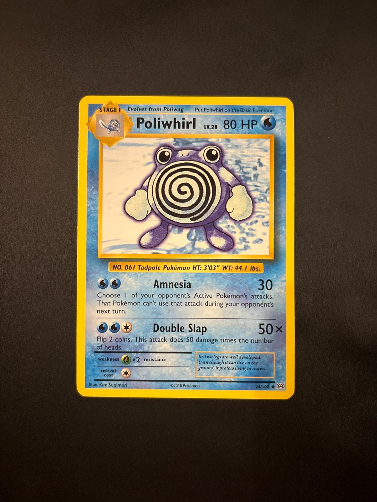 Poliwhirl Pokémon Kaart - Base Set - Goede Staat, Ophalen of Verzenden, Gebruikt, Losse kaart
