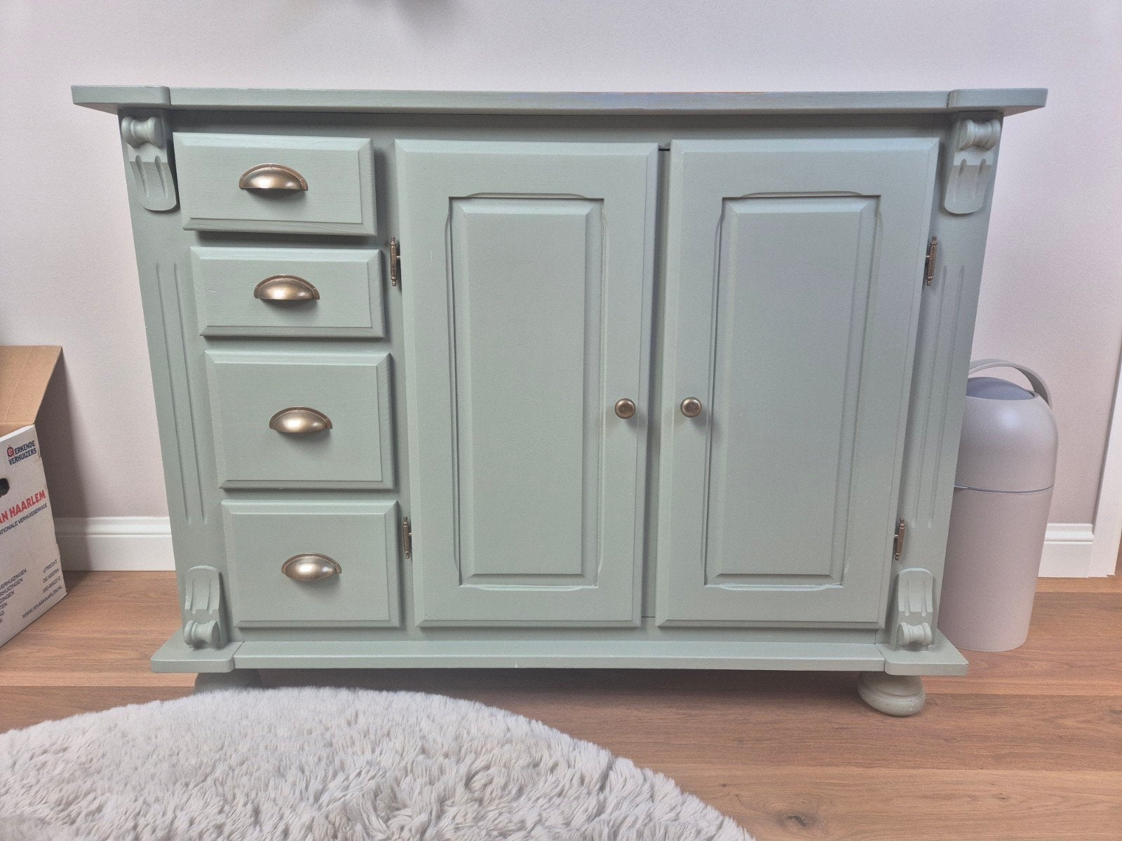 Mooie commode in zachtgroen, Ophalen, Gebruikt, 50 tot 70 cm, 100 cm of meer