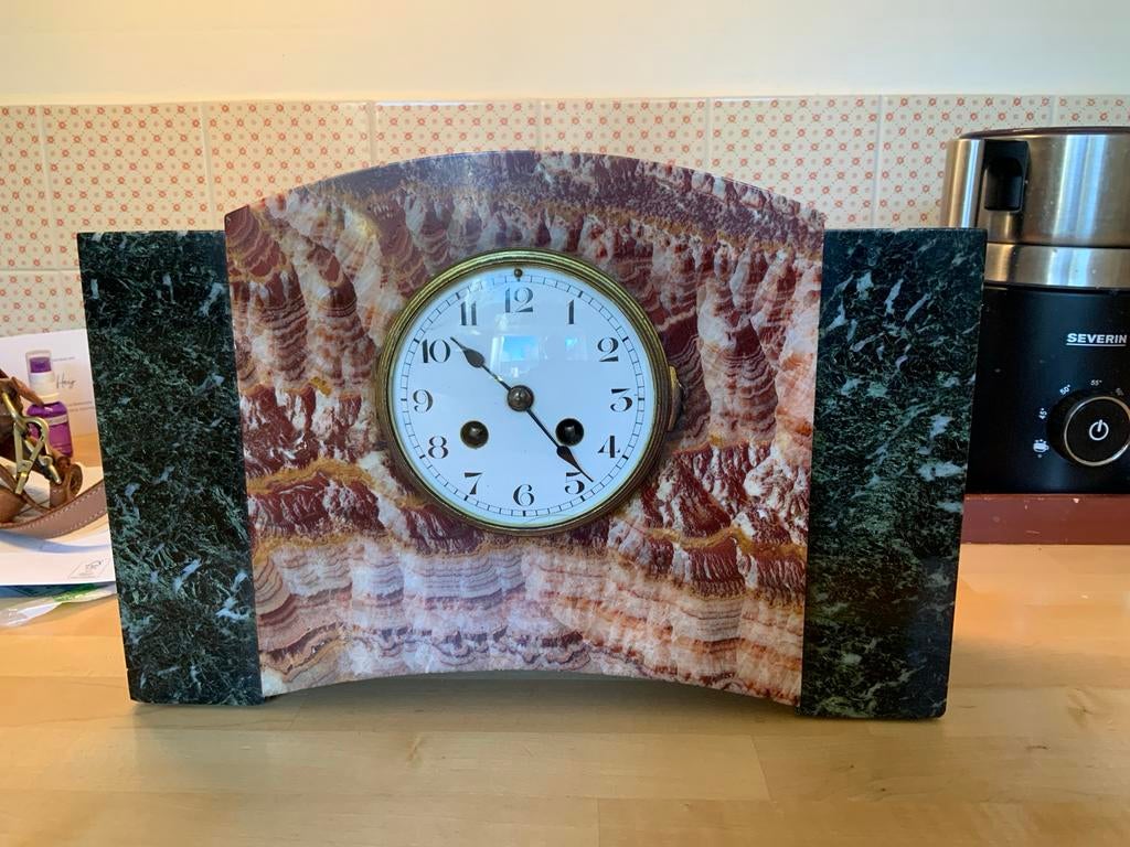 Art Deco Marmeren Schouwgarnituur met Console, Antiek en Kunst, Ophalen of Verzenden