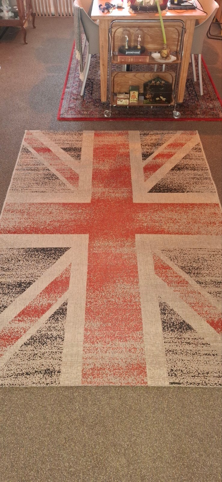 Vintage look Engelse vlag vloerkleed, Ophalen, 150 tot 200 cm, 200 cm of meer, Zo goed als nieuw