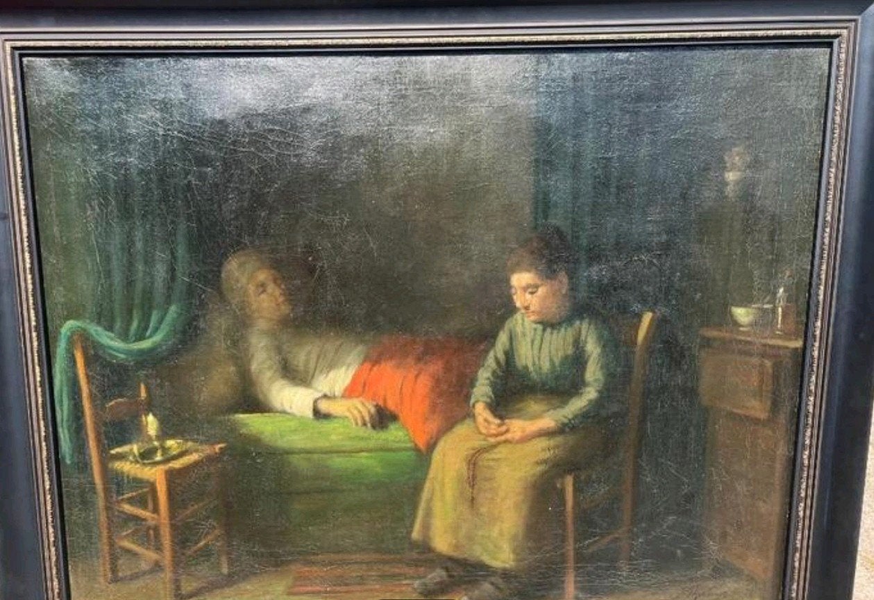 Groot oud schilderij Johannes Jan Theuns 1877-1961, Antiek en Kunst, Kunst | Schilderijen | Klassiek, Ophalen of Verzenden