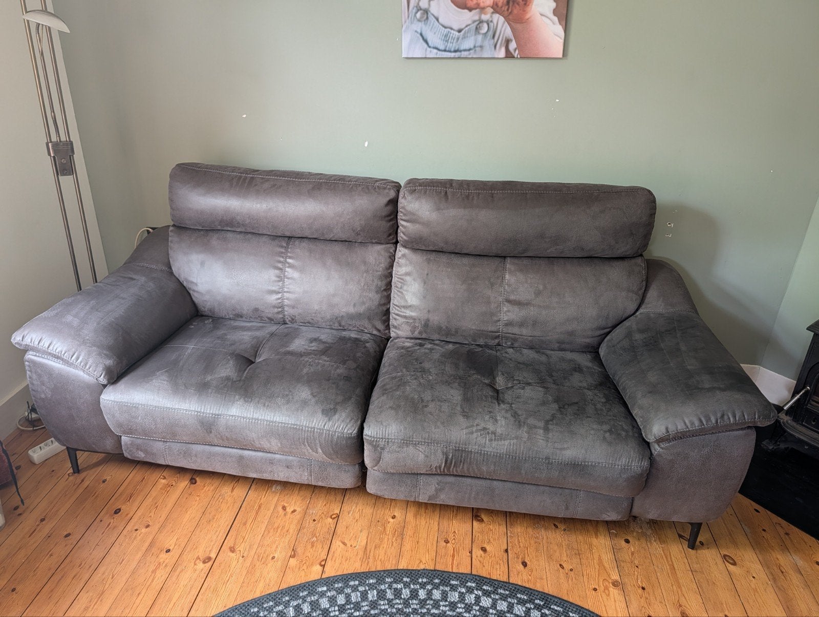 Brighton 2,5-zits relaxbank, antraciet, elektrisch, USB, Ophalen, Modern met relaxfunctie, Driepersoons, 75 tot 100 cm