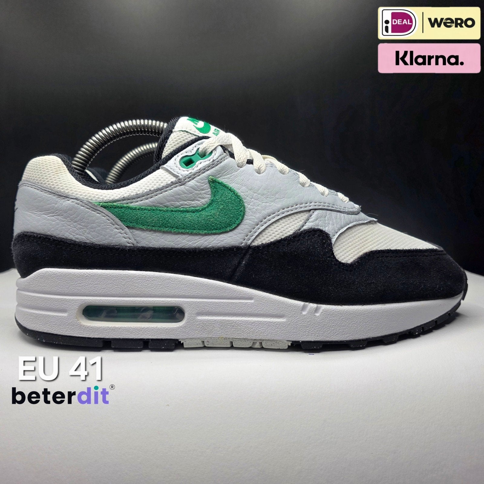 Nike Air Max 1 'White Black Stadium Green' Maat: 41, Ophalen of Verzenden, Nike, Nike, Nike air max