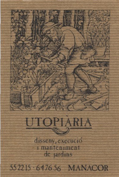 Vintage prent tuinman 'Utopiaria' - Manacor (Mallorca), Ophalen of Verzenden, Zo goed als nieuw, 1940 tot 1960, Prent