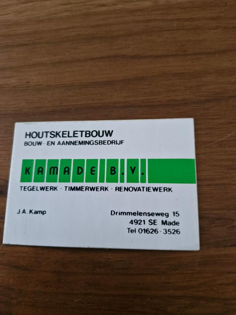 8075 Sticker Kamade B.V. Houtskeletbouw, Ophalen of Verzenden, Nieuw, Bedrijf of Vereniging