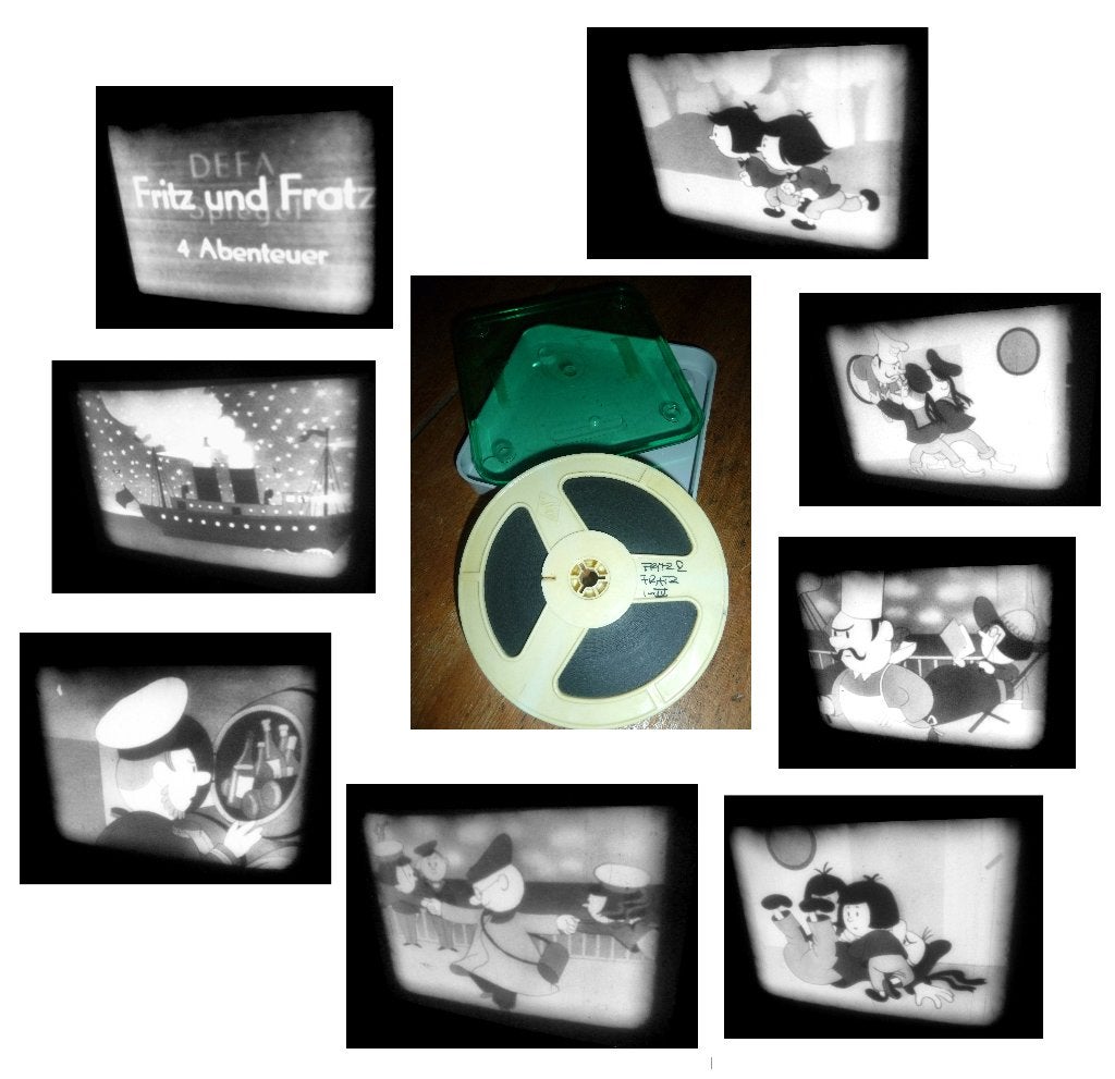 8mm film DEFA - Fritz und Fratz deel I-IV N8 zw/w 1940, Audio, Tv en Foto, Filmrollen, Ophalen of Verzenden, 8mm film