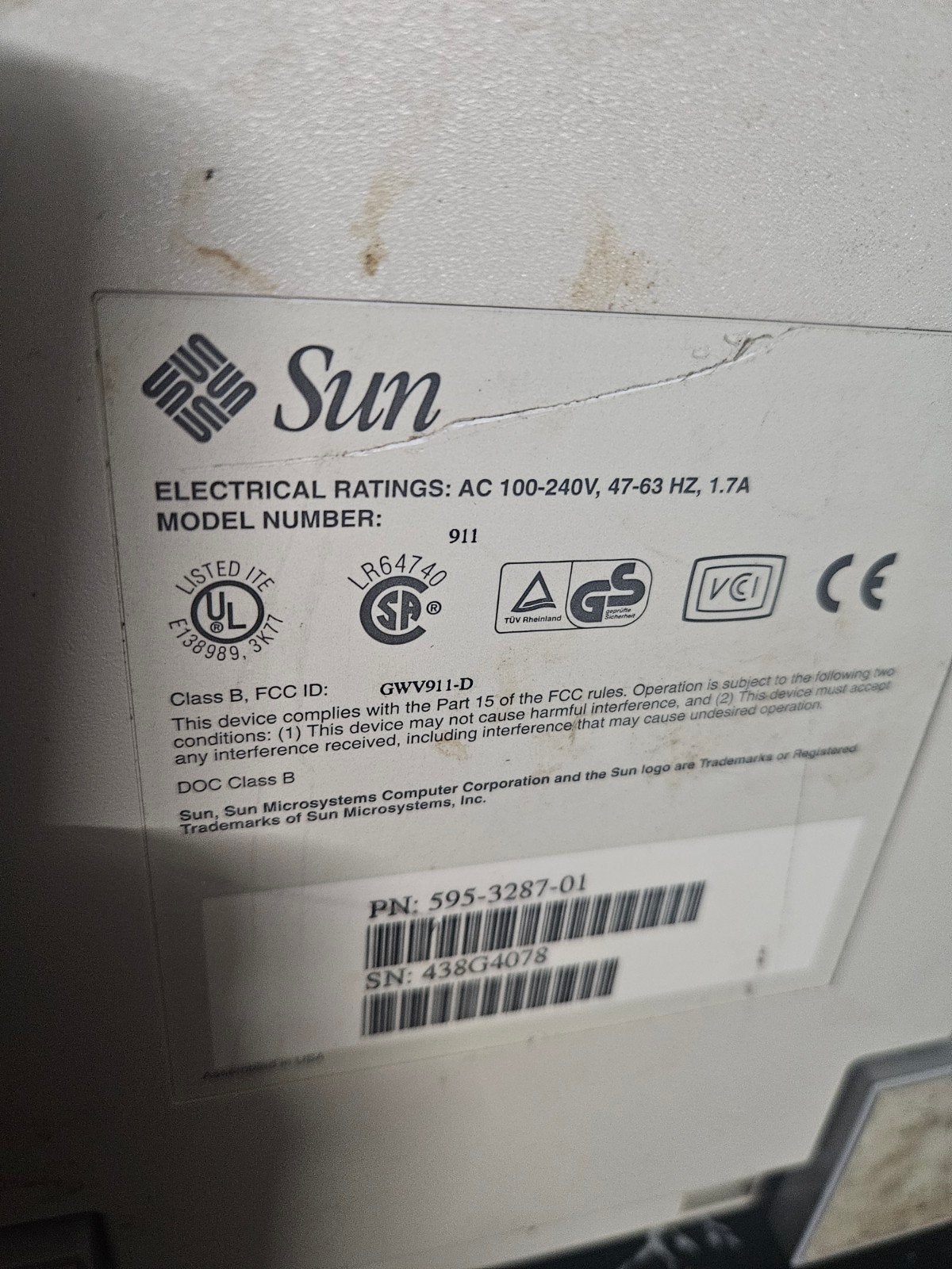 Sun Microsystems GW911-D (werking onbekend), Computers en Software, Vintage Computers, Ophalen of Verzenden, Sun Microsystems