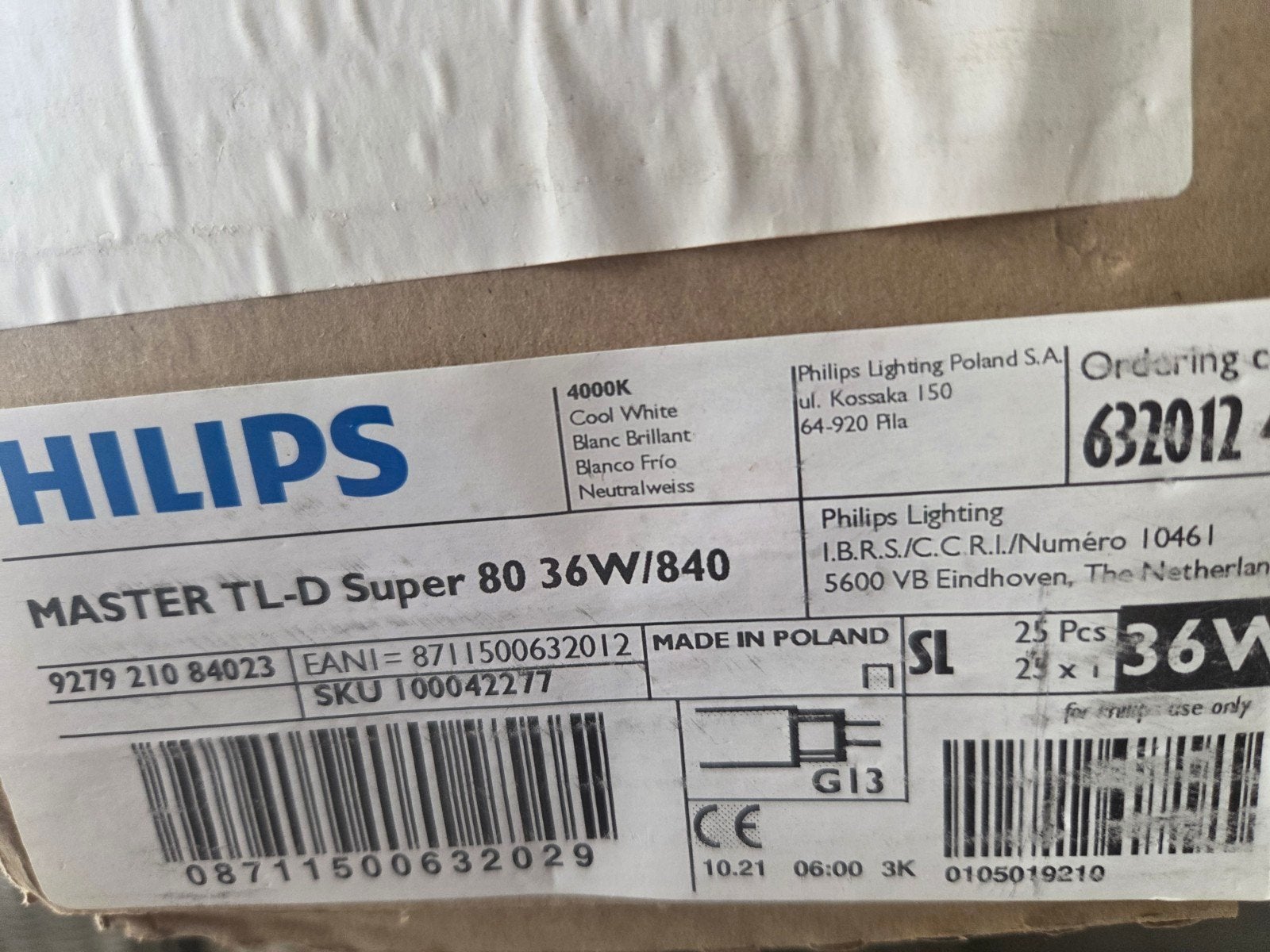 Philips Master TL-D Super 80 36W/840 TL-buizen (25 stuks), Ophalen of Verzenden, Nieuw, G13 (TL), Philips