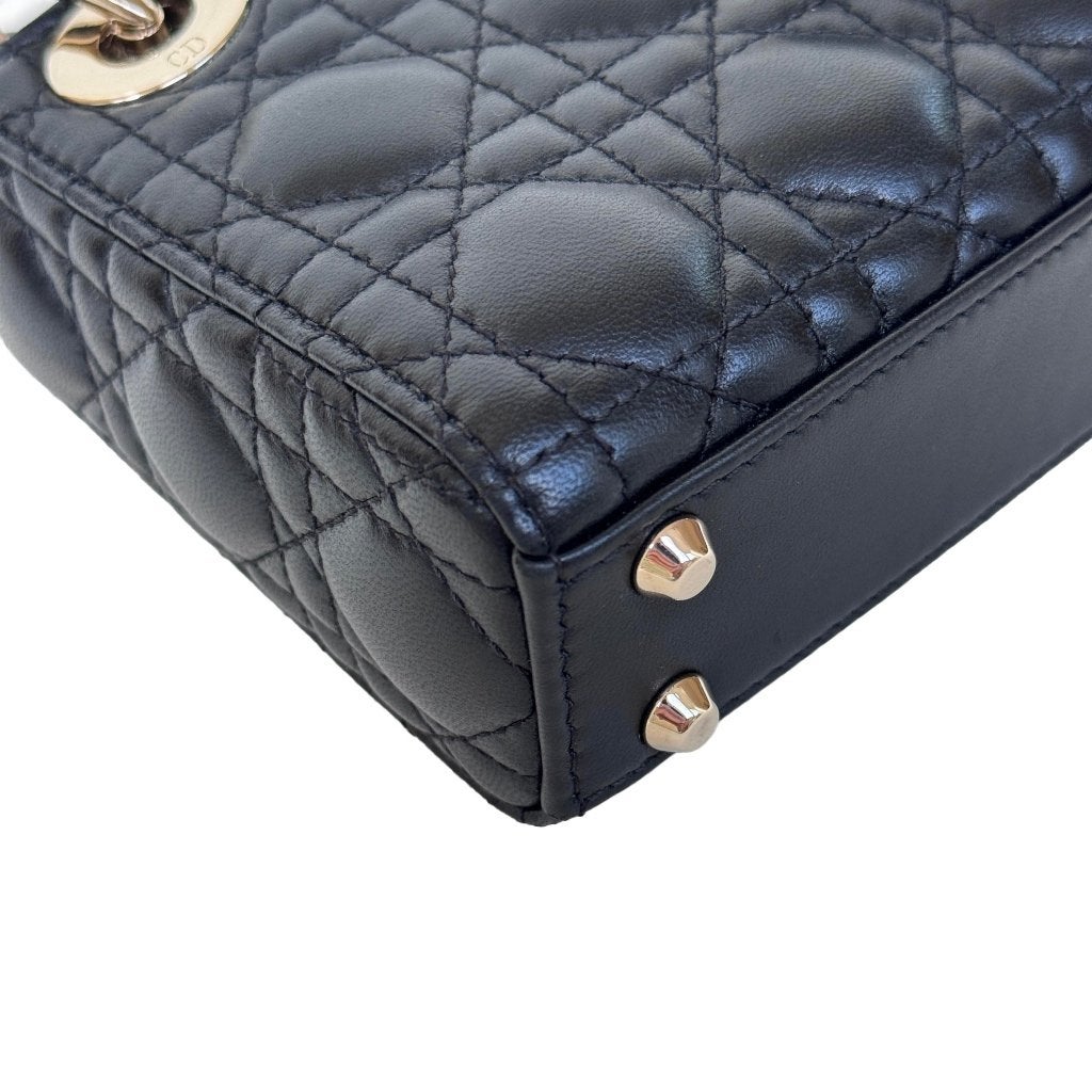 Dior lady micro crossbody zwart lamsleer tas cannage ghw image 5